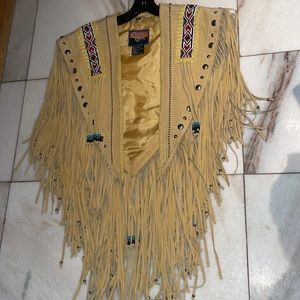 Indian vest expensive only worn once French tan and silver beads detail